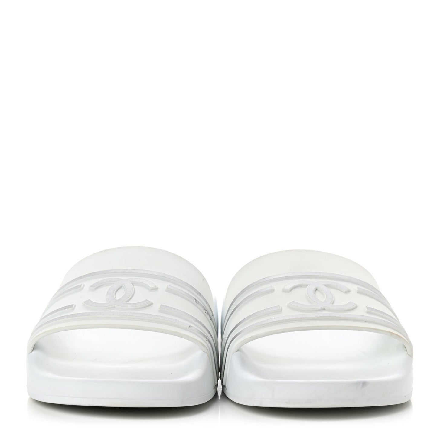 Rubber CC Flat Slide Sandals 40 White