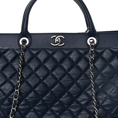 Chanel Aged Calfskin Quilted Be CC Tote Blue 9 of 11