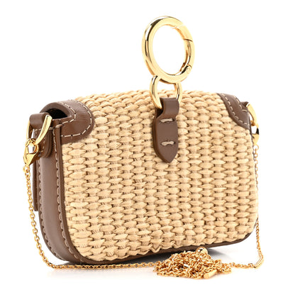 Fendi Macrame Crochet Vitello Grace Nano Maxi Buckle Baguette Charm Natural Gianduia 5 of 17