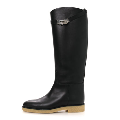 Hermes Calfskin Faustine Boots 38 Black 1 of 14
