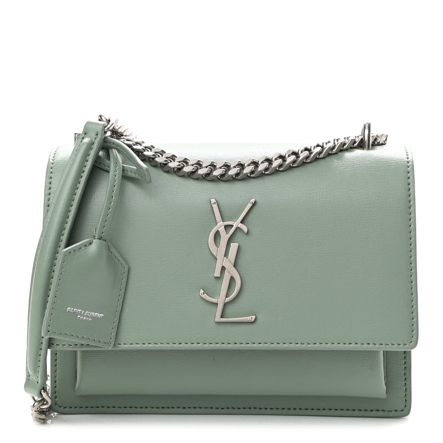 Saint Laurent Calfskin Small Monogram Sunset Vert Opaline 1 of 9