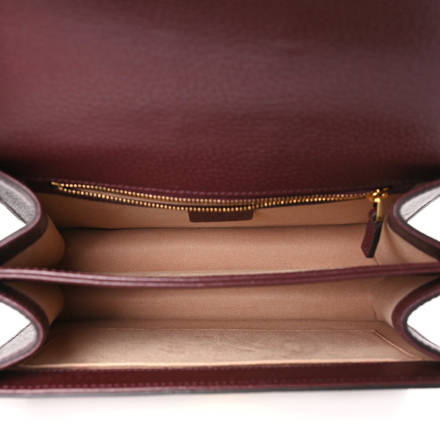 Gucci GG Supreme Monogram Textured Dollar Calfskin Web Small Ophidia Padlock Top Handle Bag Bordeaux 5 of 10