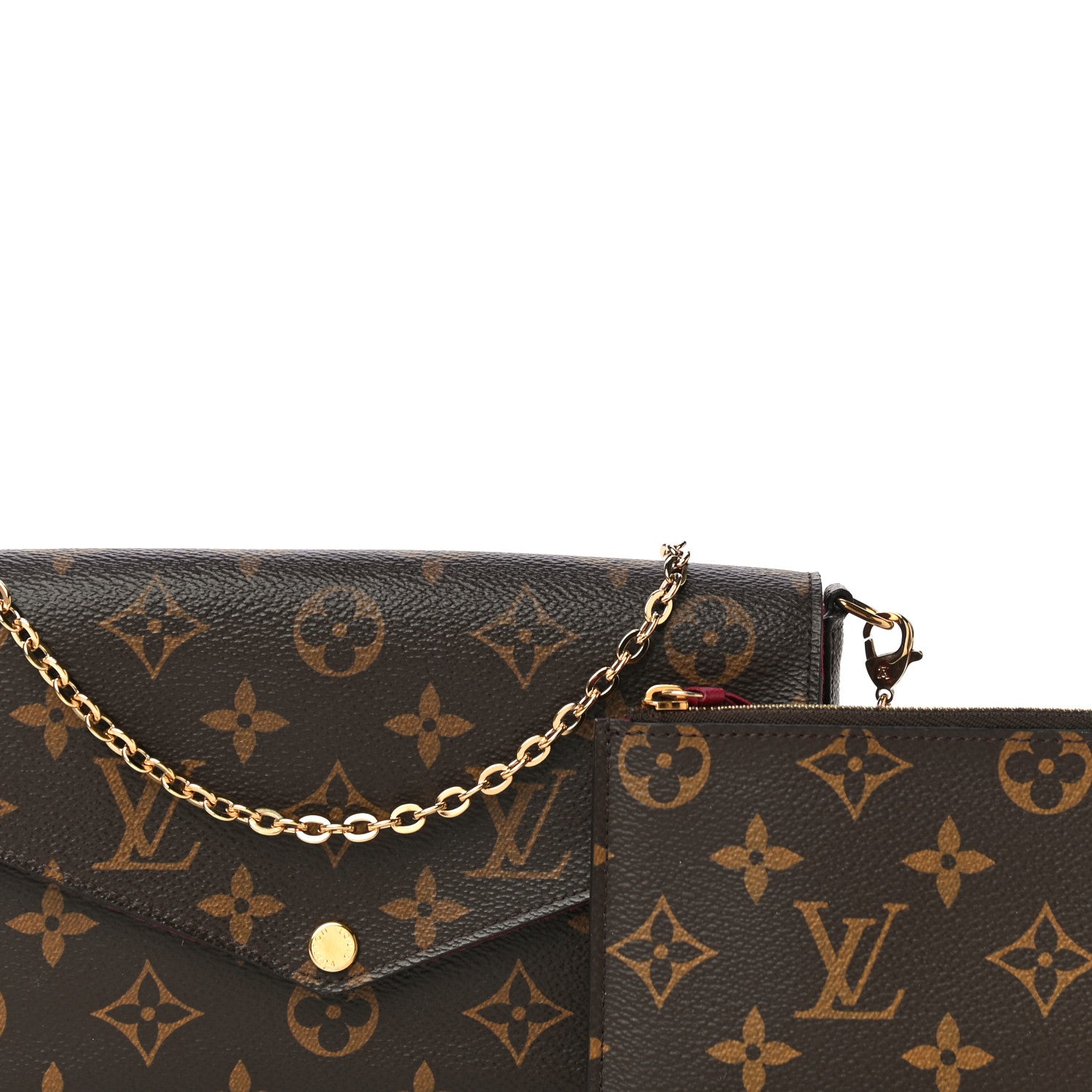 Louis Vuitton Monogram Pochette Felicie Chain Wallet Fuchsia 9 of 13