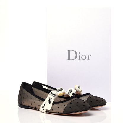 Christian Dior Swiss Tulle Dotted Miss J'Adior Ballet Pumps 36.5 Black Nude 11 of 11