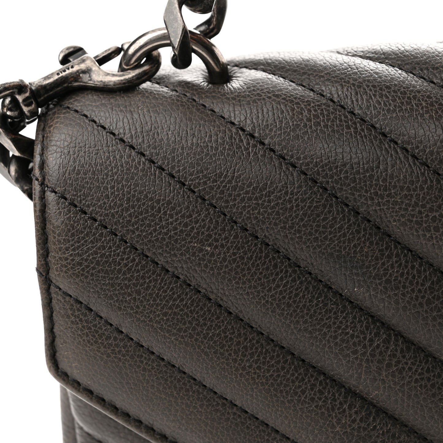 Sheepskin Matelasse Chevron Monogram Medium College Bag Asphalt