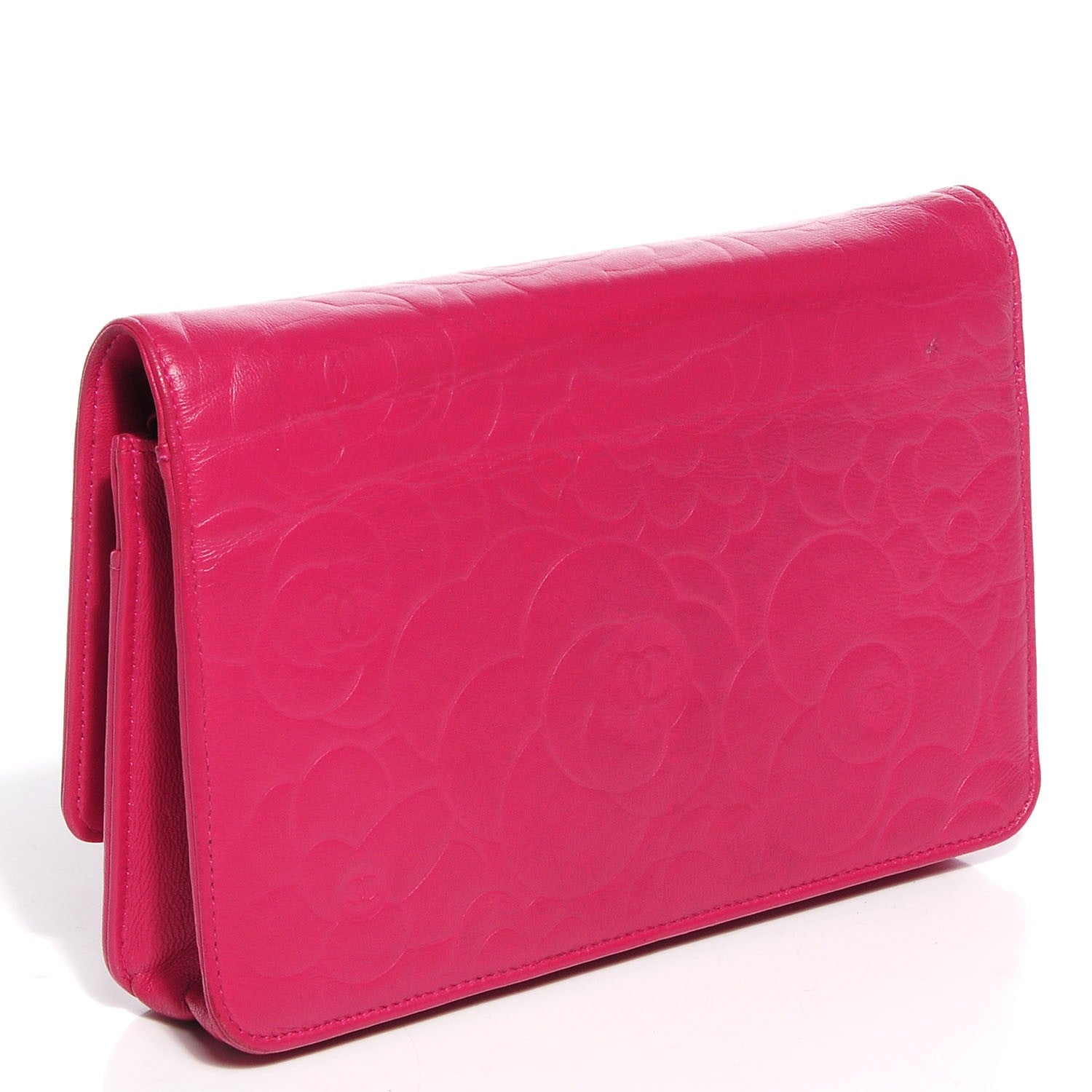 Chanel Lambskin Camellia Wallet on Chain WOC Dark Pink 3 of 8