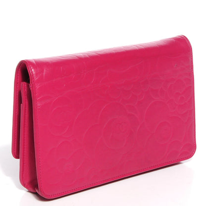 Chanel Lambskin Camellia Wallet on Chain WOC Dark Pink 3 of 8