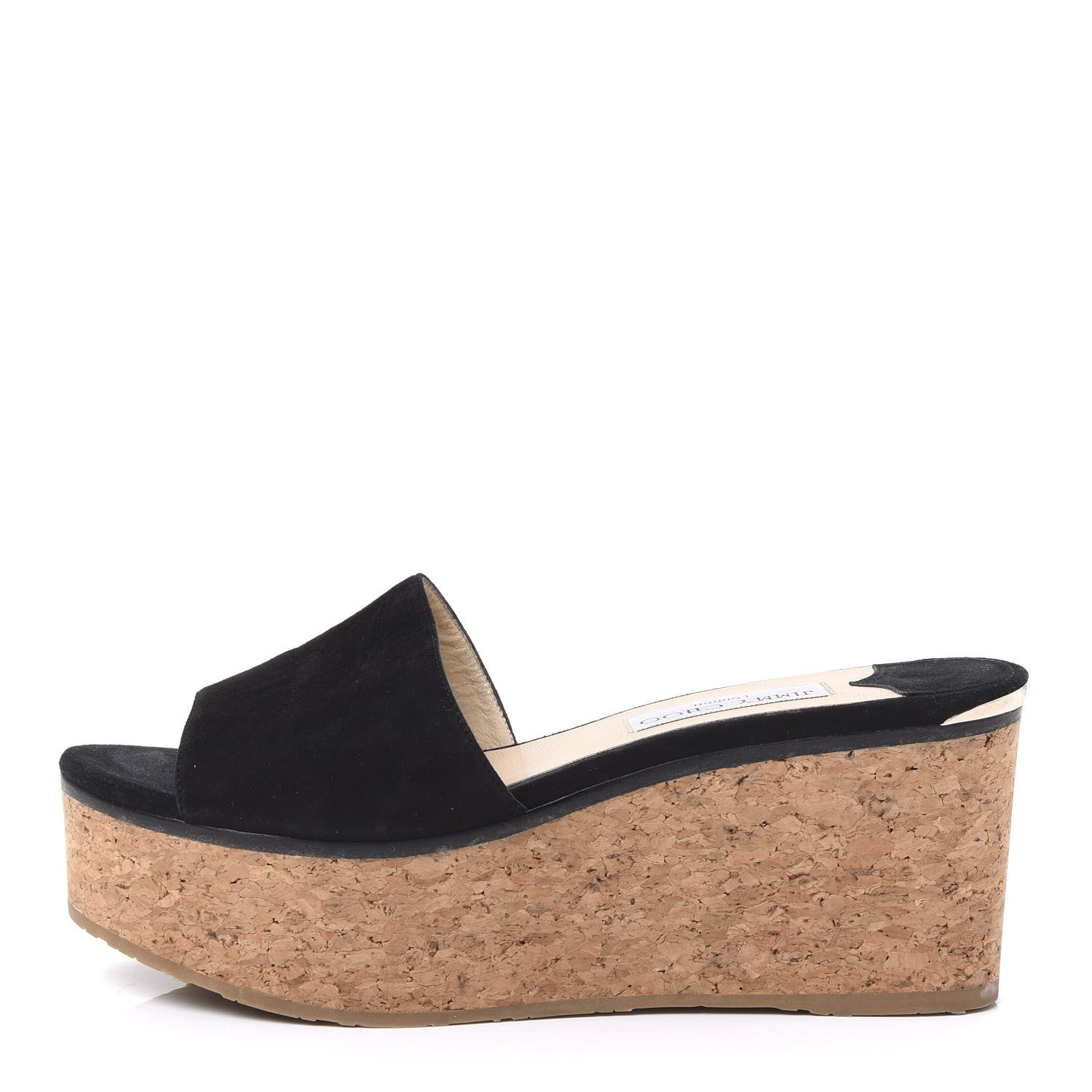 Jimmy Choo Suede Cork DeeDee Platform Wedge Slide Sandals 40 Black 1 of 9