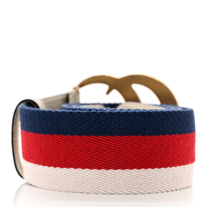 Gucci Nylon Calfskin Sylvie Web Double G 40mm Belt 95 38 Mystic White Hibiscus Red Maritime 2 of 8