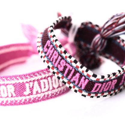 Christian Dior Woven Cotton J'Adior Friendship Bracelet Set Purple Rose 2 of 4