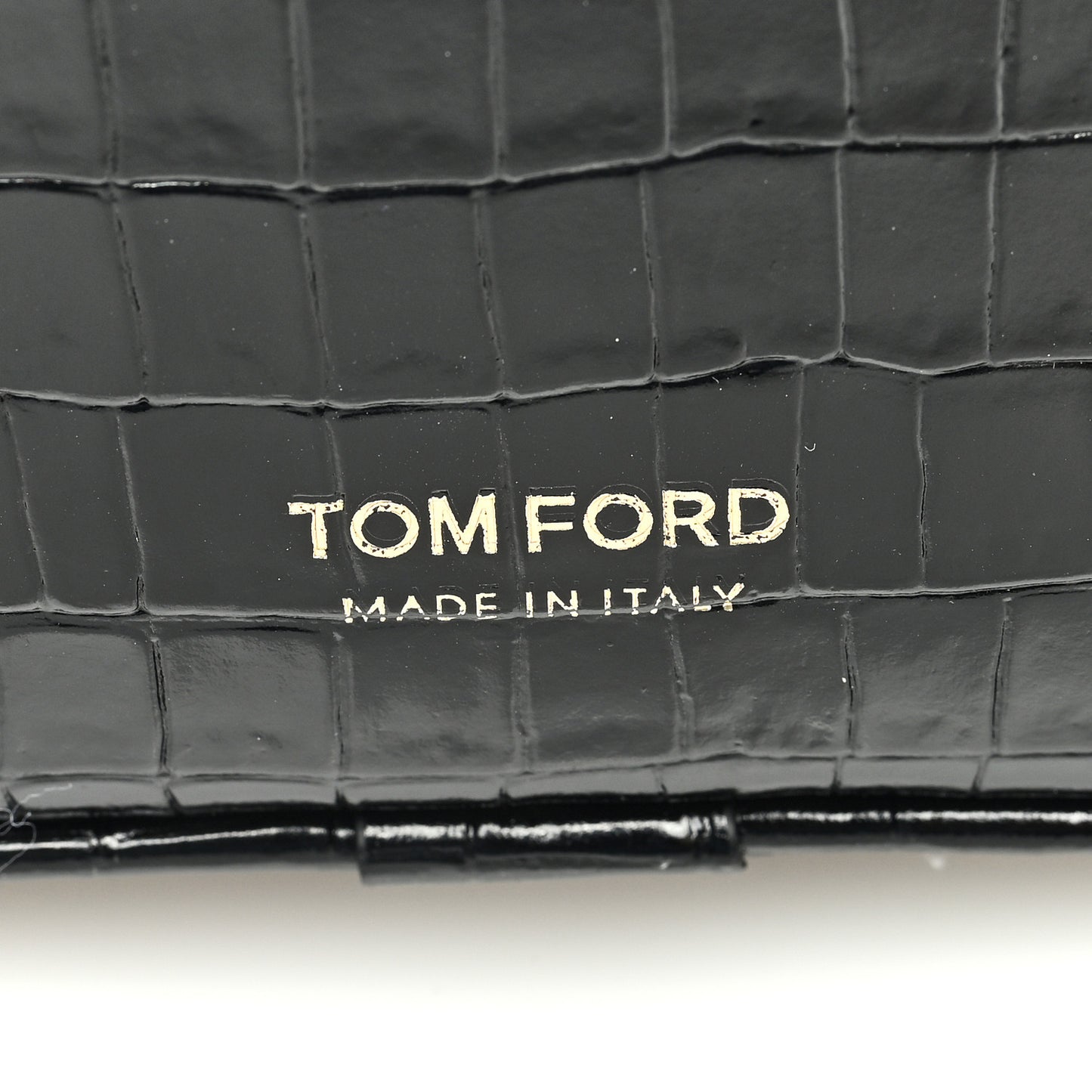 Calfskin Crocodile Embossed Small Zip Belt Bag Black