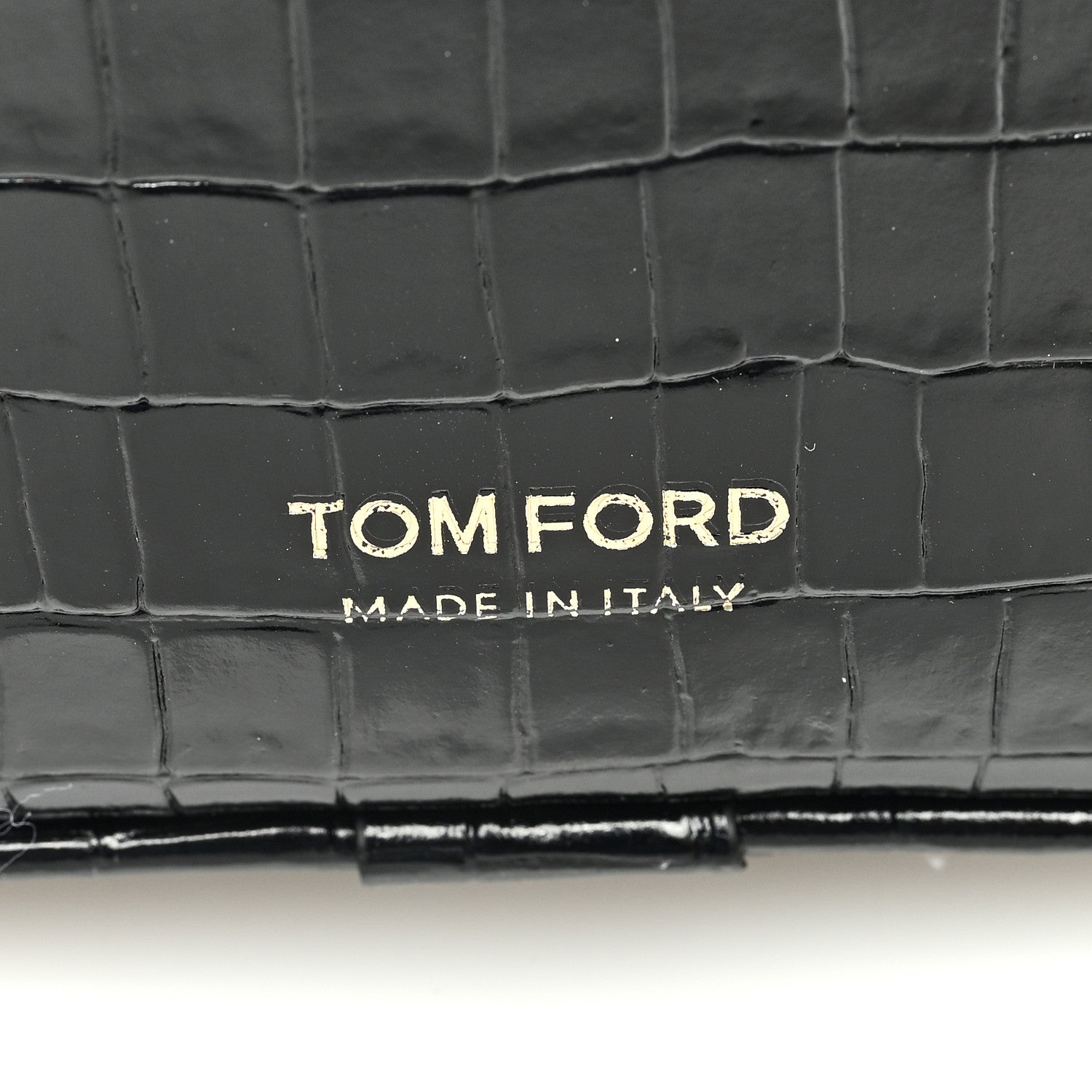 Tom Ford Calfskin Crocodile Embossed Small Zip Belt Bag Black 6 of 9