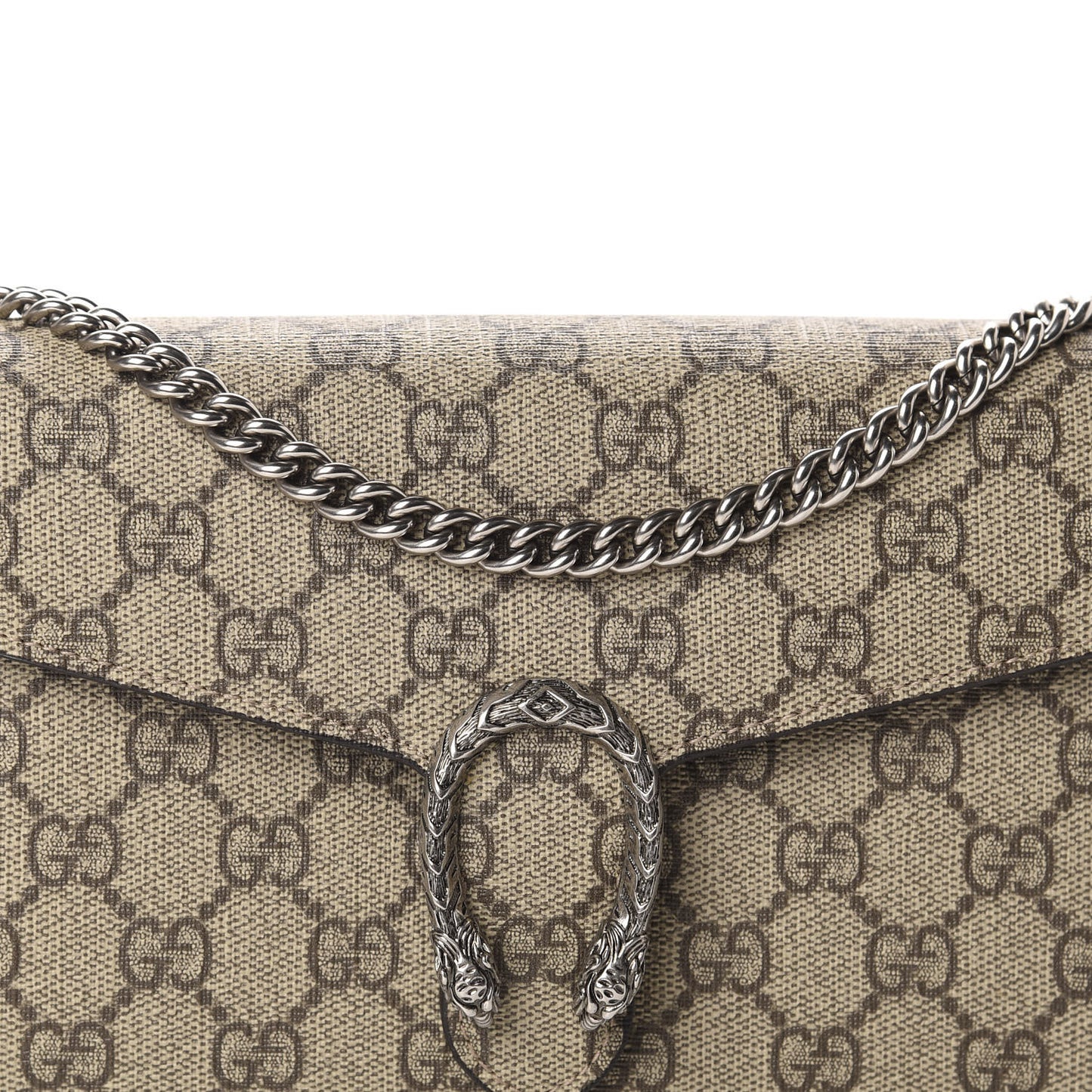 GG Supreme Monogram Mini Dionysus Chain Wallet Beige Taupe