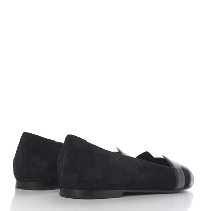 Hermes Velvet Goatskin Patent Epsom Nice Ballerina Flats 37 Black 4 of 7