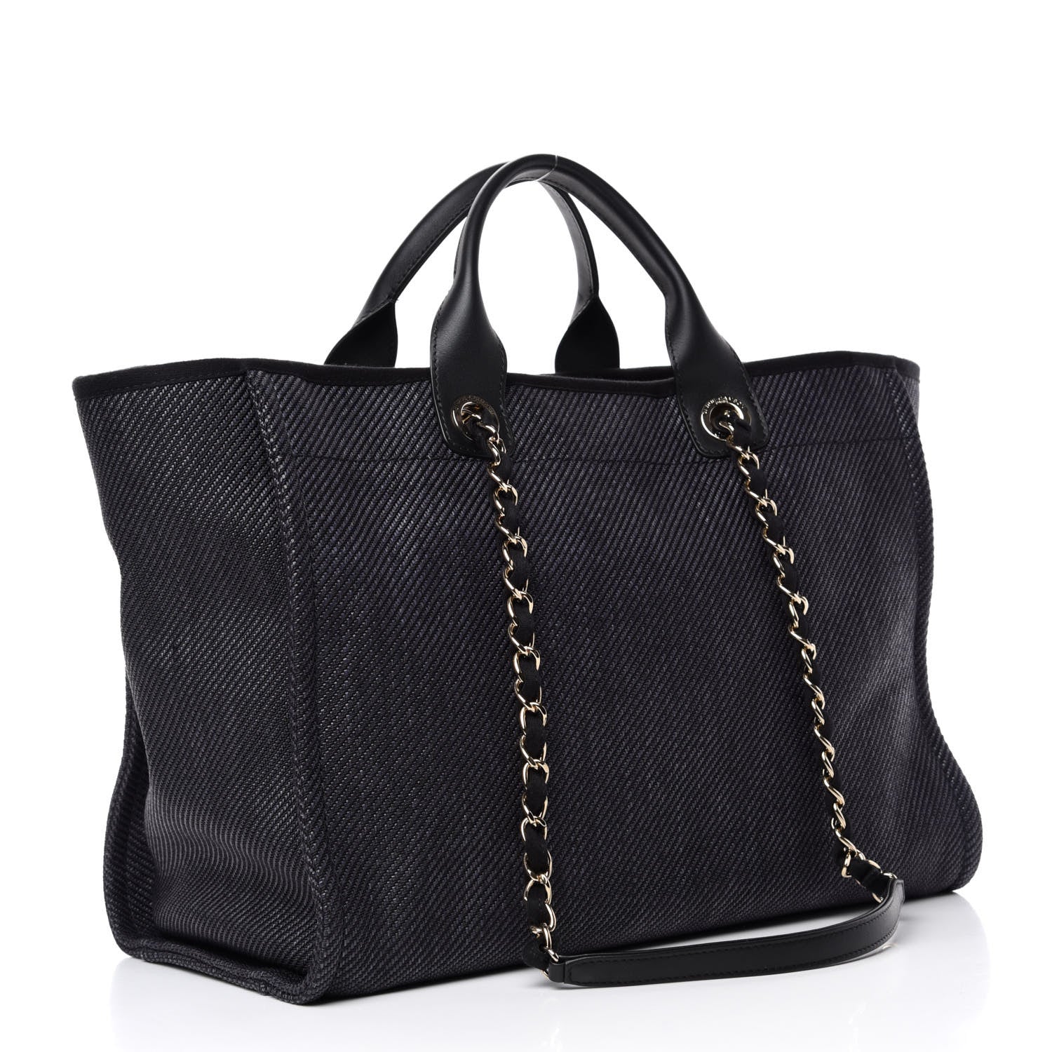 Chanel Mixed Fibers Calfskin Medium Deauville Tote Blue 4 of 11