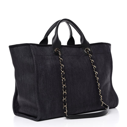 Chanel Mixed Fibers Calfskin Medium Deauville Tote Blue 4 of 11