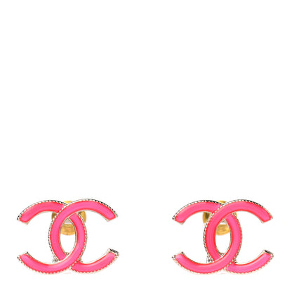Chanel Enamel CC Earrings Pink Gold 1 of 4