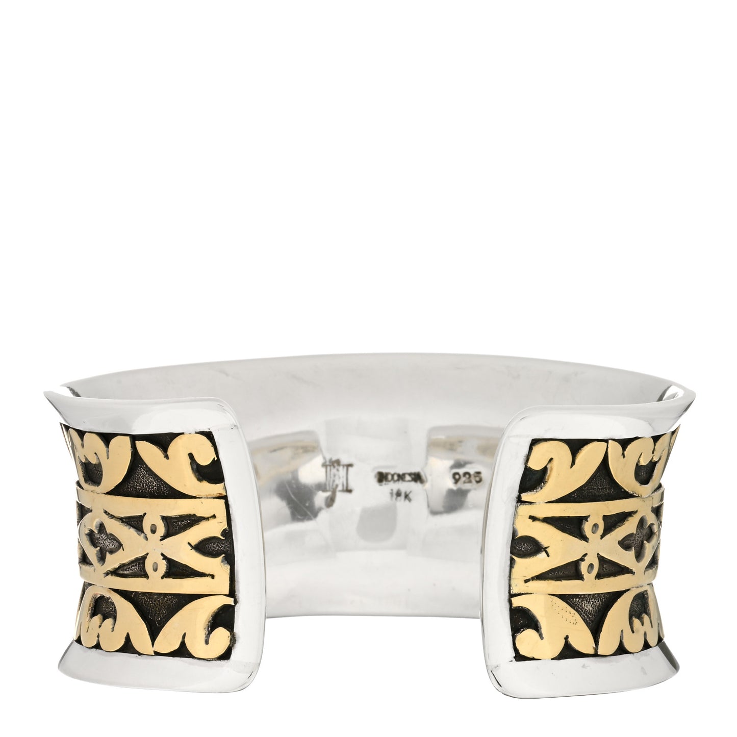 Sterling Silver 18K Yellow Gold Wide Cuff Bracelet