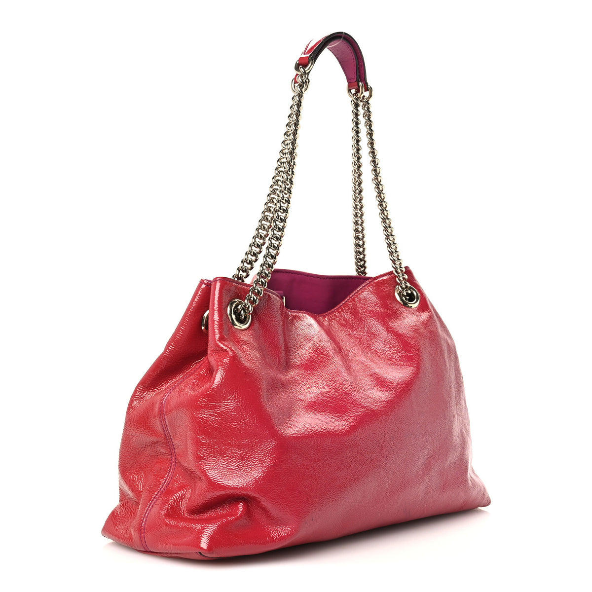 Gucci Vernice Naplack Medium Soho Chain Shoulder Bag Bright Bouganville Bright Bouganville 3 of 11