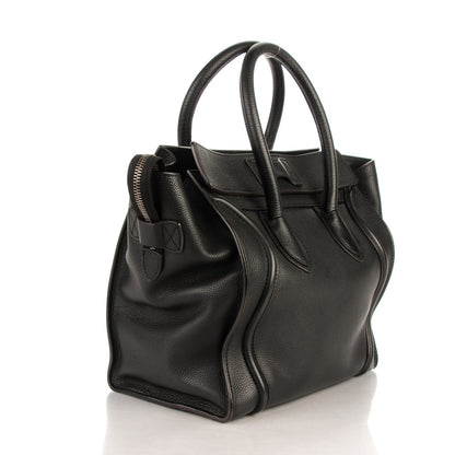 Celine Drummed Calfskin Mini Luggage Black 3 of 7