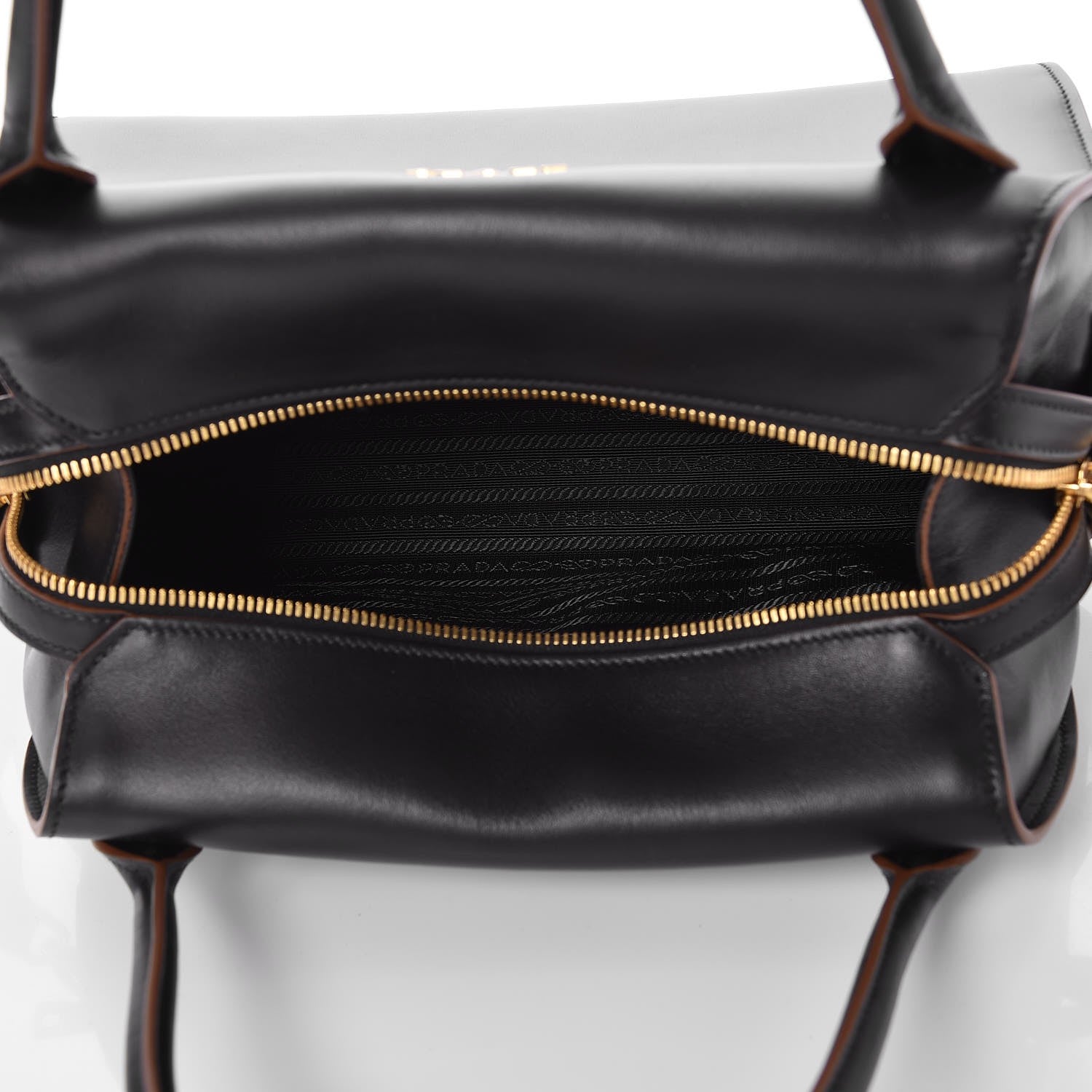 Prada City Calf Ribbon Bowling Bag Black 5 of 6