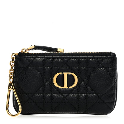 Christian Dior Supple Calfskin Cannage Caro Zipped Key Case Black 1 of 6