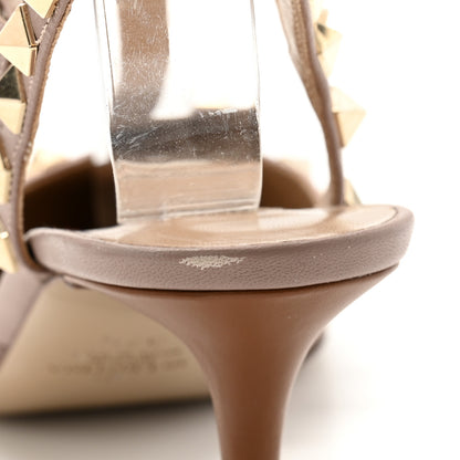 Valentino Garavani Nappa Rockstud Ankle Strap Low Heel Pumps 37.5 Cognac Poudre 9 of 9