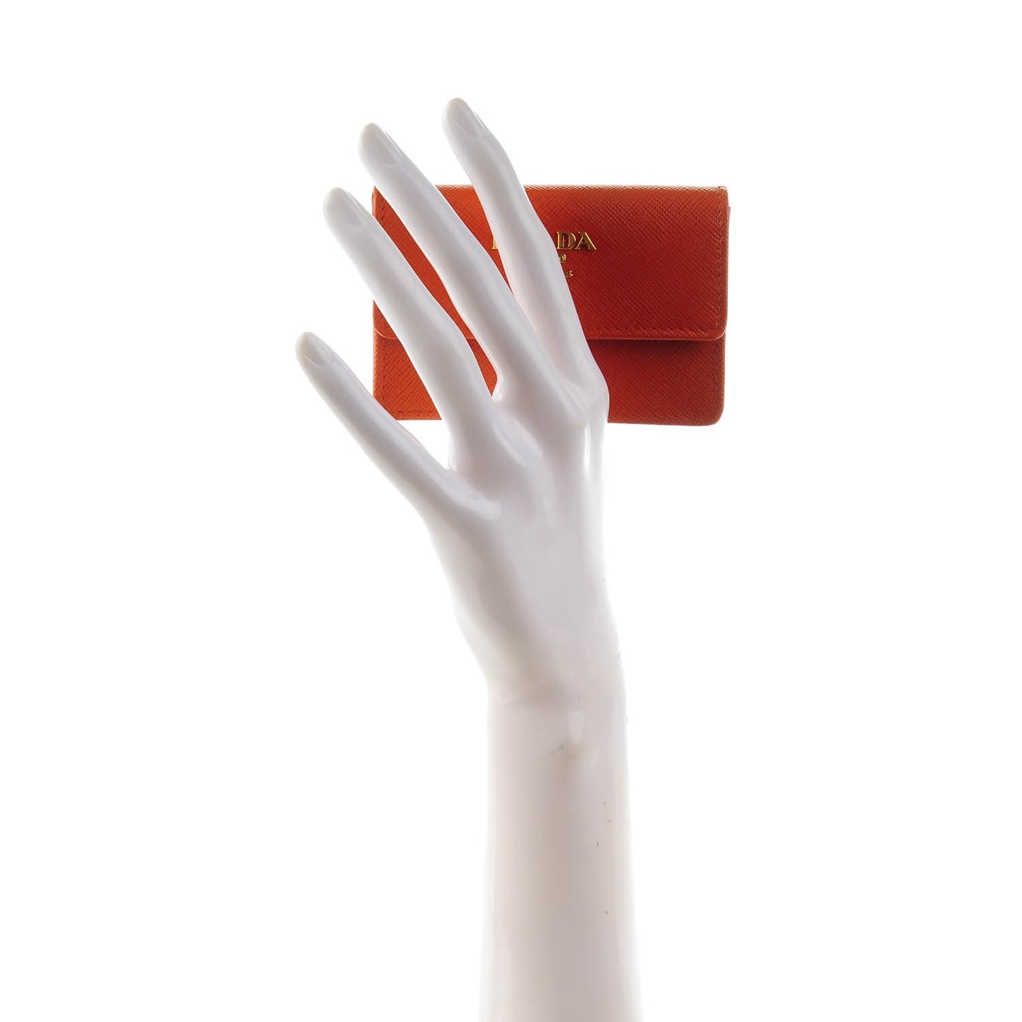 Saffiano Metal Business Card Holder Papaya