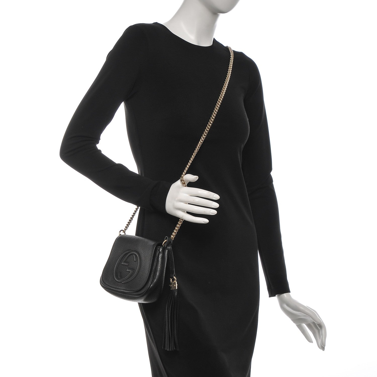 Gucci Pebbled Calfskin Small Soho Flap Crossbody Black 2 of 8