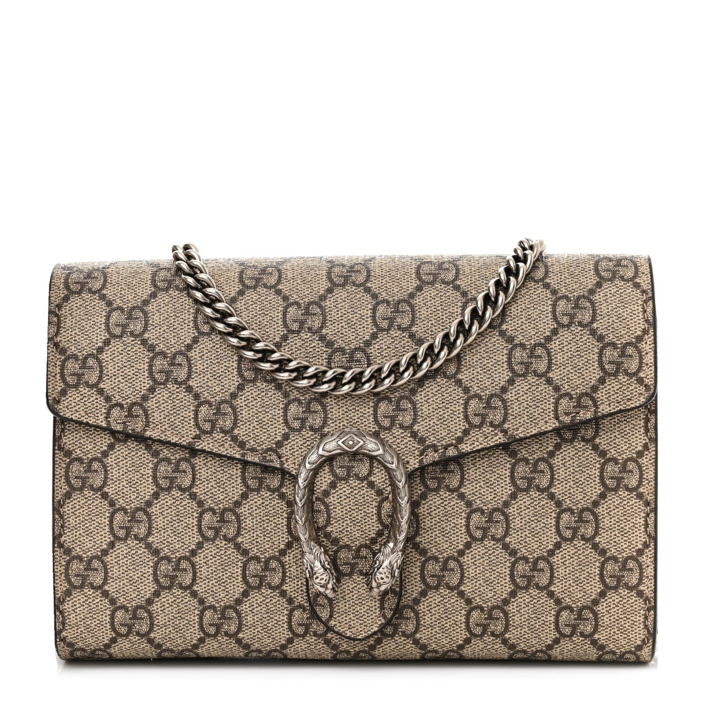 GG Supreme Monogram Mini Dionysus Chain Wallet Beige Vulcanic Red