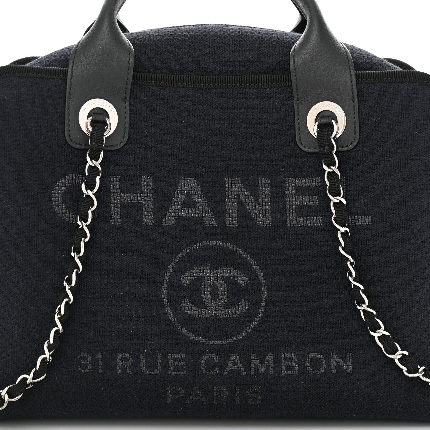 Chanel Denim Deauville Bowling Bag Dark Blue 8 of 11