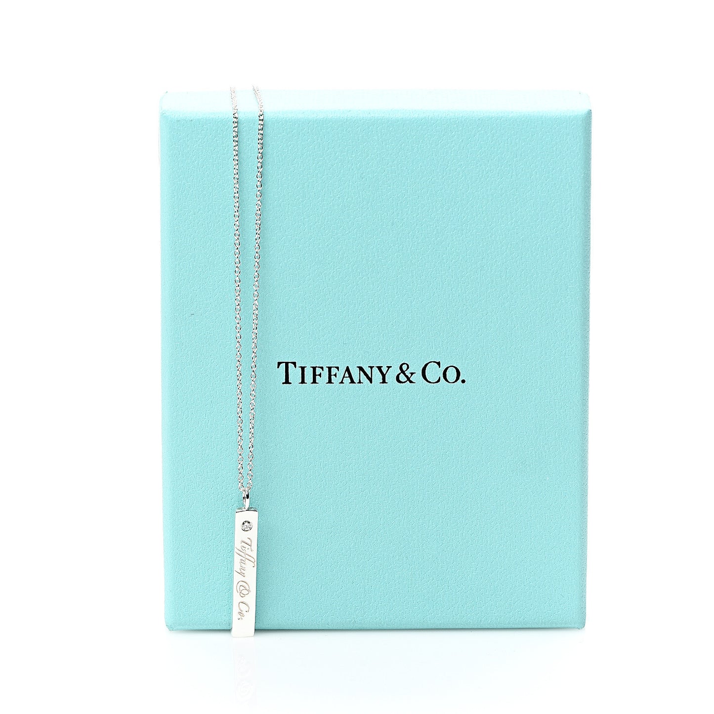 Sterling Silver Diamond Notes Bar Pendant Necklace