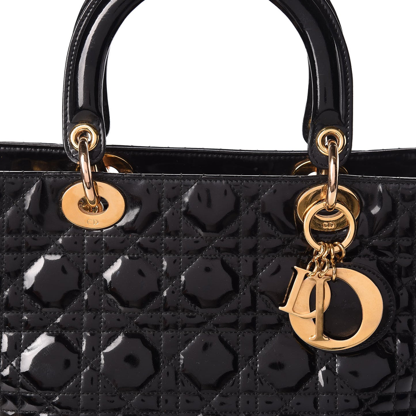 Patent Cannage Large Lady Dior Black