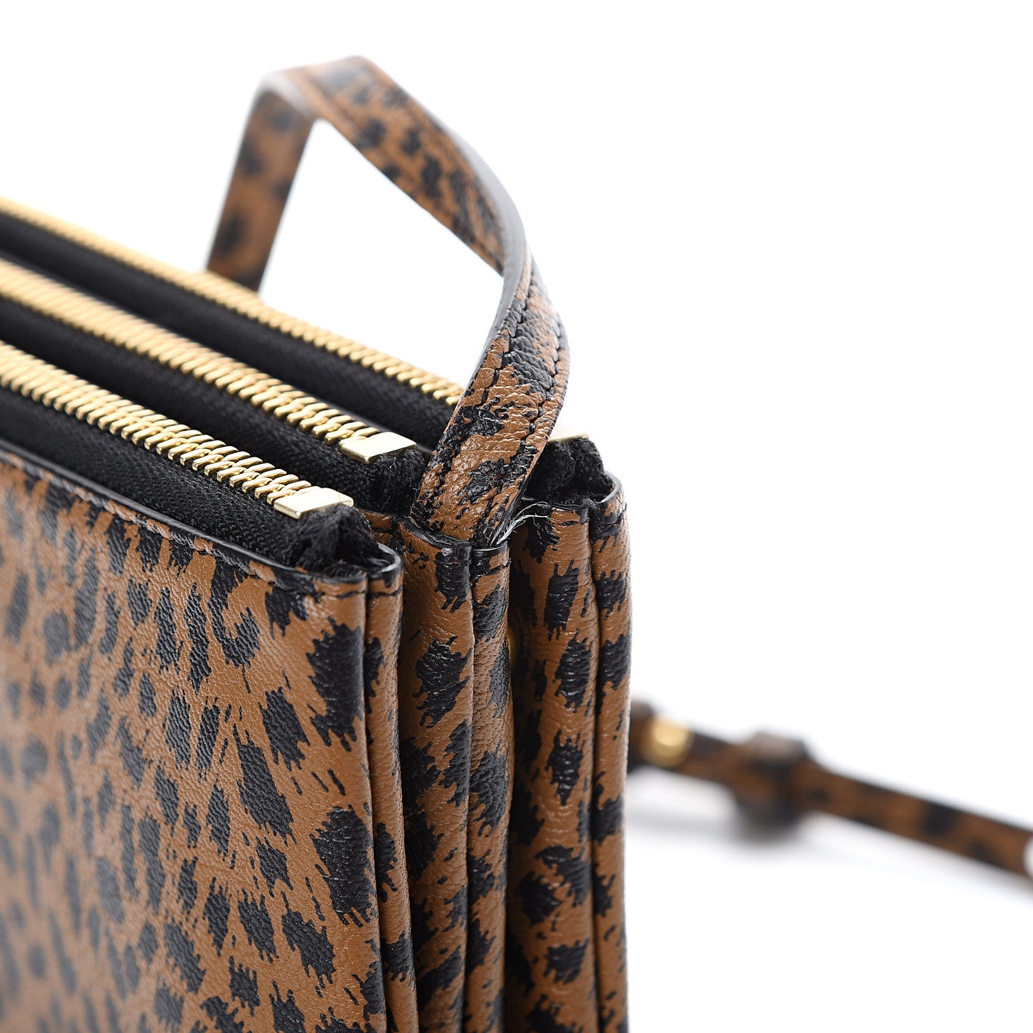 Celine Goatskin Leopard Printed Small Trio Crossbody Bag Brown Black 12 of 12