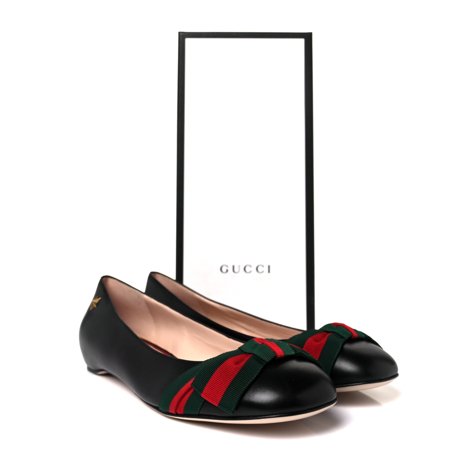 Calfskin Web Ballerina Flat 39 Black