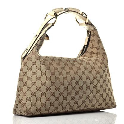 Gucci Monogram Medium Horsebit Chain Hobo Off White 3 of 10