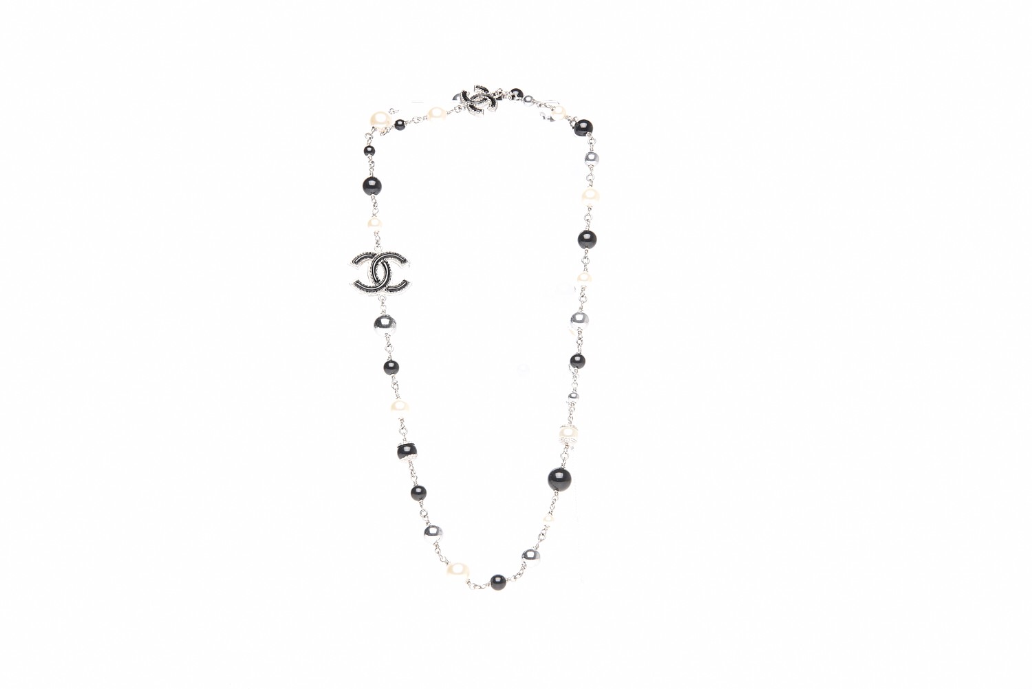 Chanel Pearl Beaded CC Long Necklace Black 3 of 6
