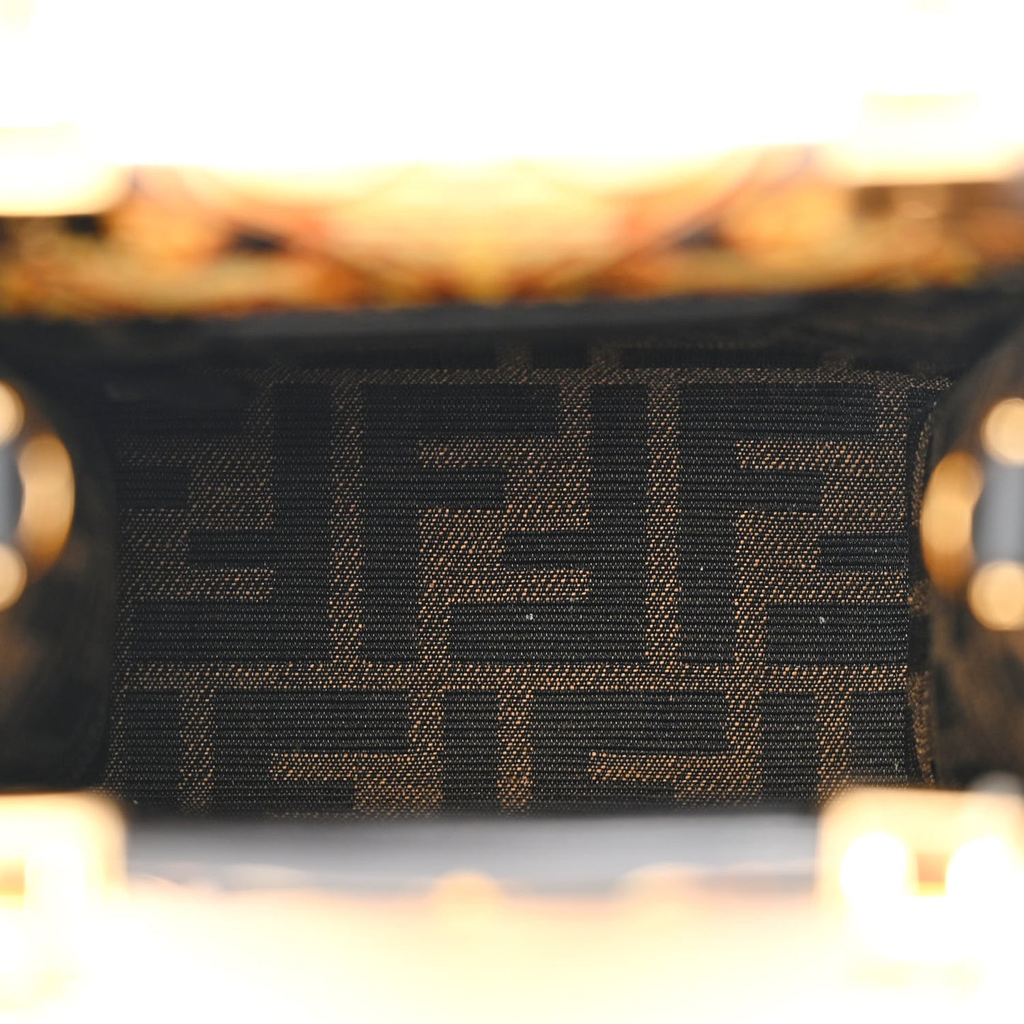 X VERSACE Vitello King Catalan Mirror Plexiglass Fendace FF Baroque Logo Mini Fendi Sunshine Shopper Tote Black Gold