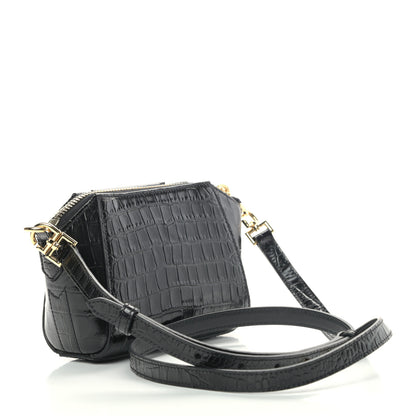 Givenchy Calfskin Crocodile Embossed Nano Antigona Black 3 of 8