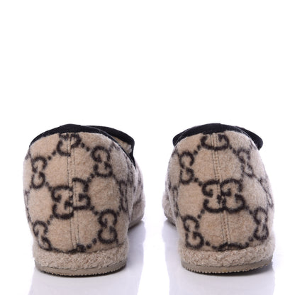 Gucci Covered Wool GG Monogram Mens Fria Horsebit Loafers 8.5 Beige Ebony Black Butterscotch 6 of 10
