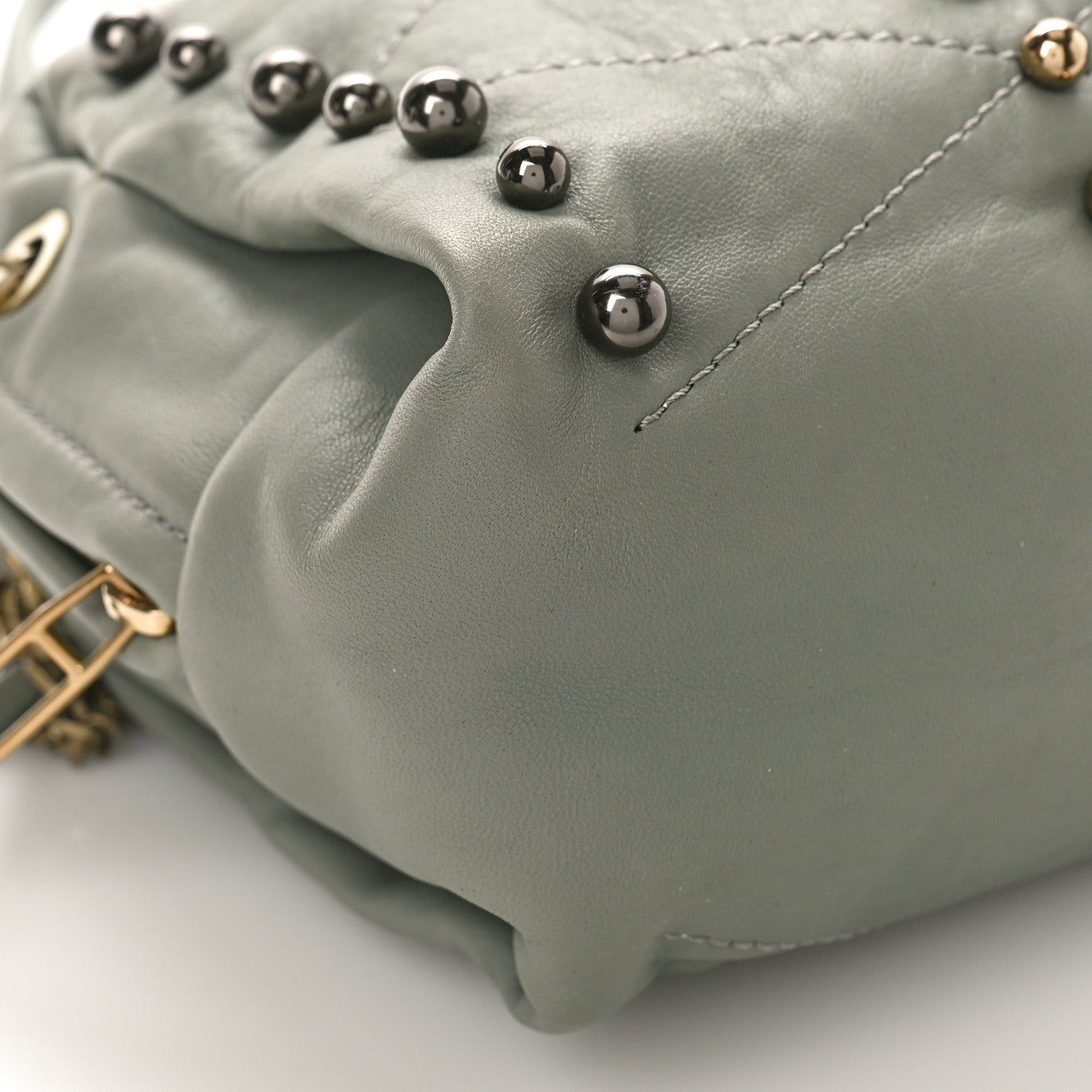 Lanvin Lambskin Quilted Studded Mini Sugar Shoulder Bag Water Blue 7 of 8