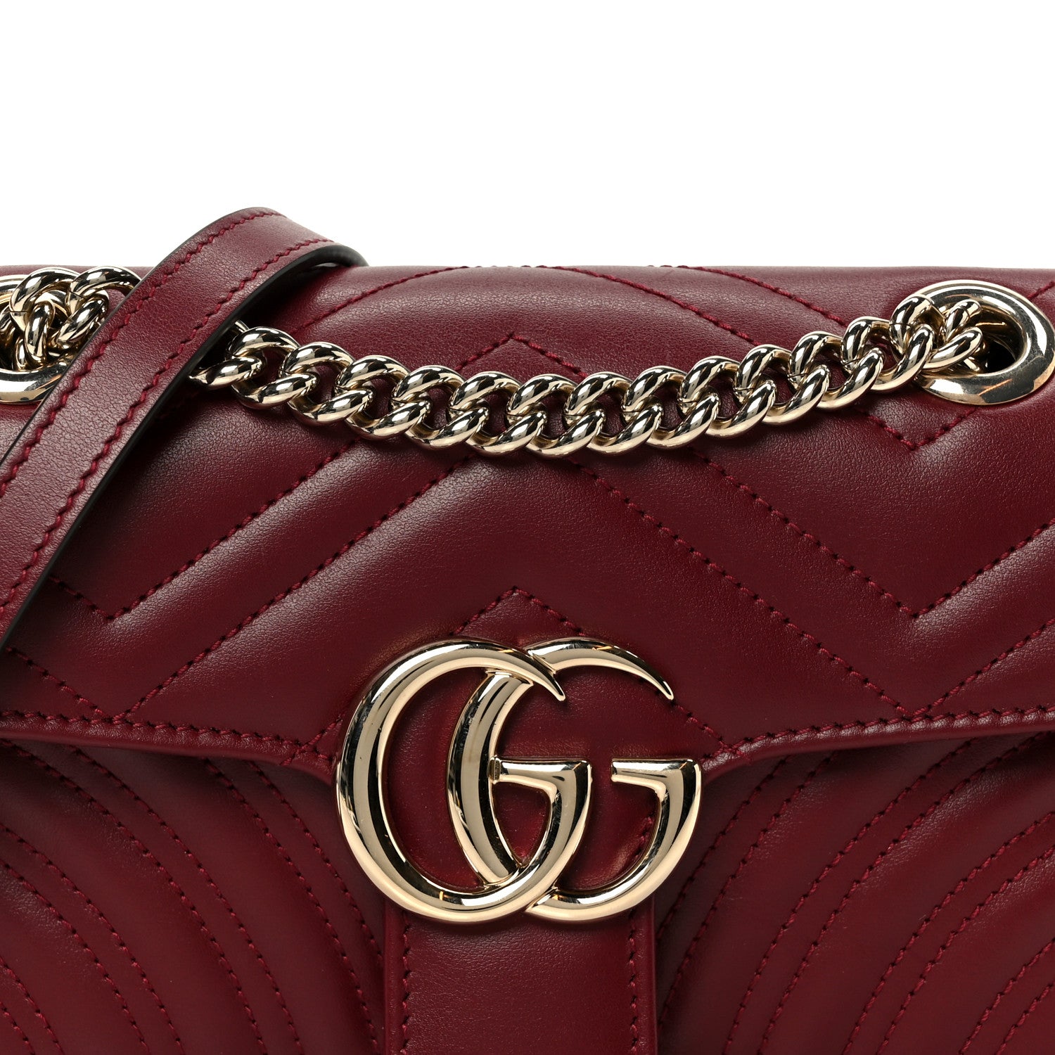 Gucci Calfskin Matelasse Small GG Marmont Shoulder Bag Rosso Ancora Red 9 of 11