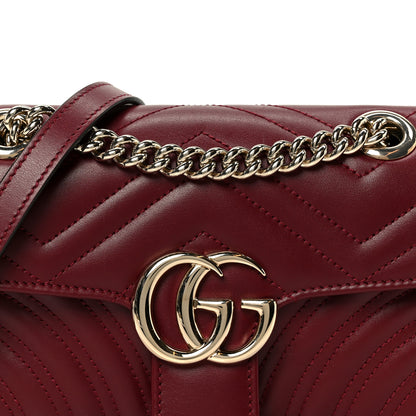 Gucci Calfskin Matelasse Small GG Marmont Shoulder Bag Rosso Ancora Red 9 of 11