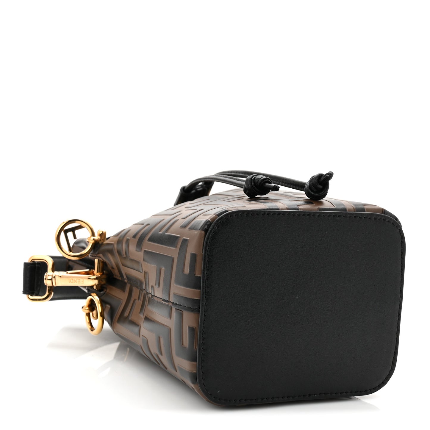Vitello Liberty F is Fendi Bi-Color FF 1974 Embossed Mini Mon Tresor Bucket Bag Maya Black