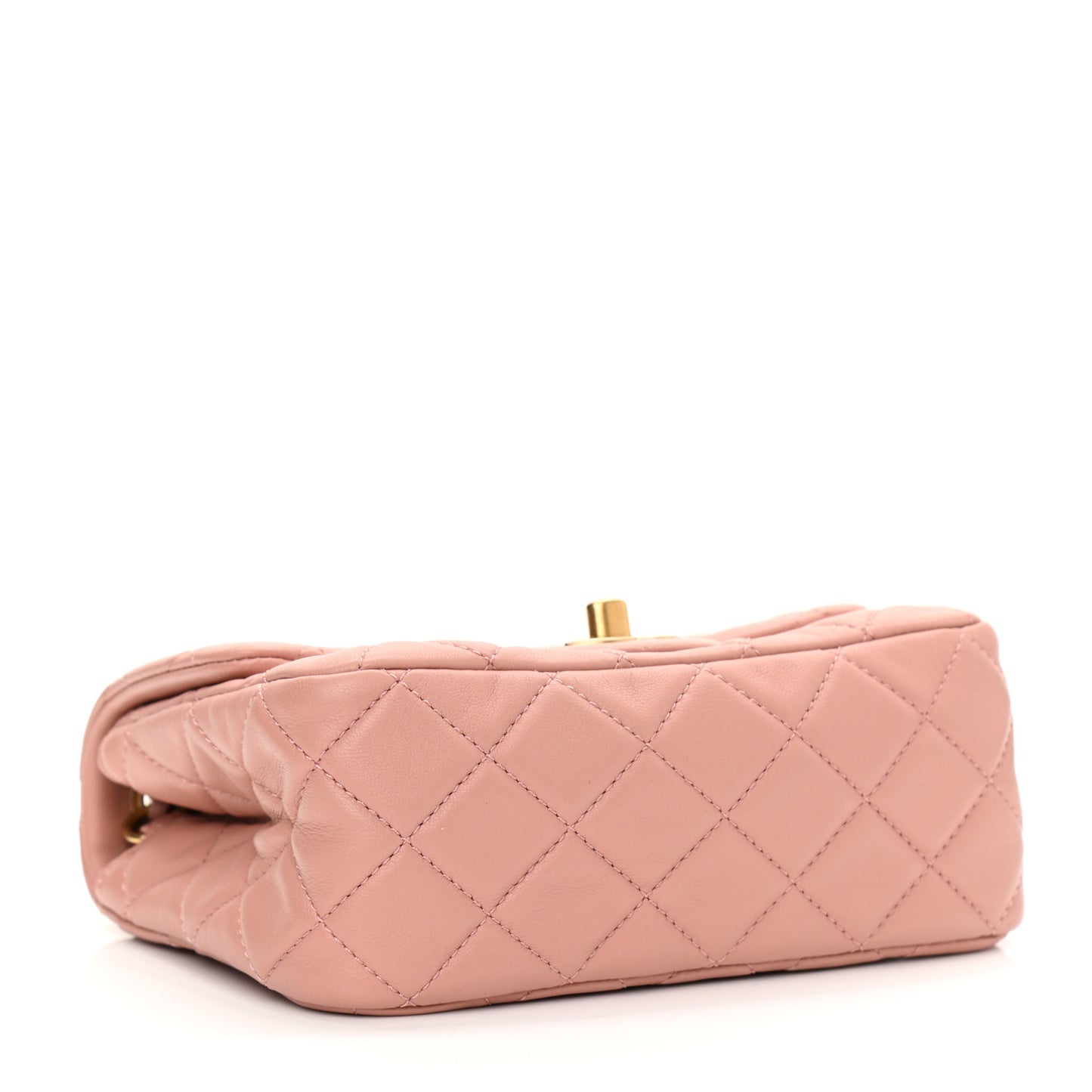 Lambskin Quilted Mini Pearl Crush Flap Dark Pink