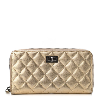 Chanel Metallic Calfskin Quilted Reissue Zip Around Wallet Gold 1 of 4