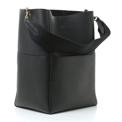 Celine Soft Grained Calfskin Sangle Bucket Bag Black 3 of 7