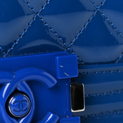 Chanel Patent Calfskin Quilted Medium Plexiglass Boy Flap Blue 11 of 11