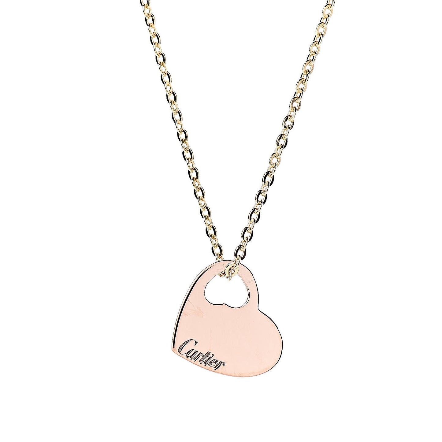 18K Yellow Pink Gold Heart Pendant Necklace