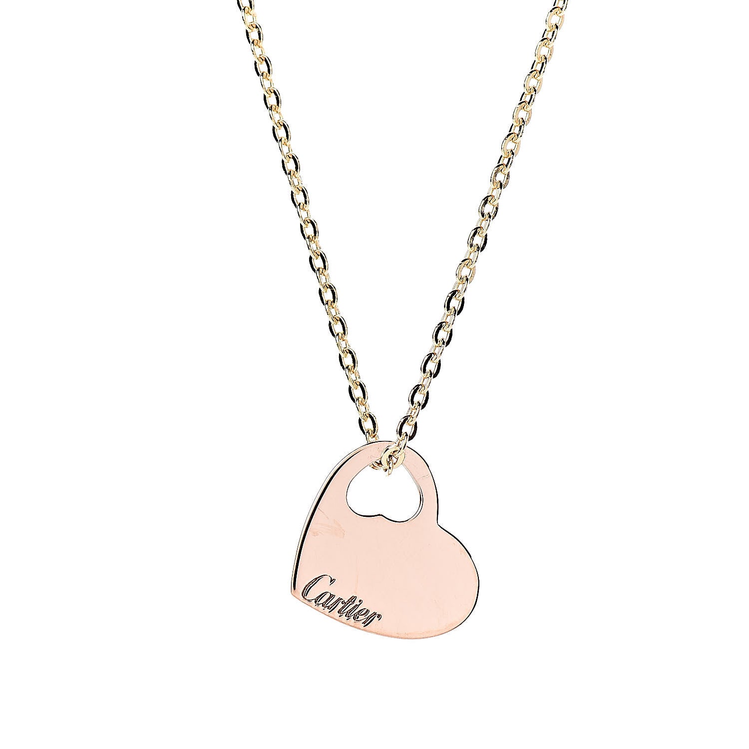 Cartier 18K Yellow Pink Gold Heart Pendant Necklace 5 of 5